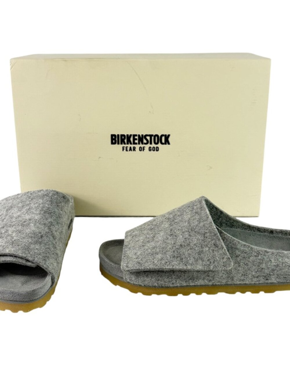 FEAR OF GOD X BIRKENSTOCK Los Feliz Felt Cement Melange Wool Leather 37 - 6.5US